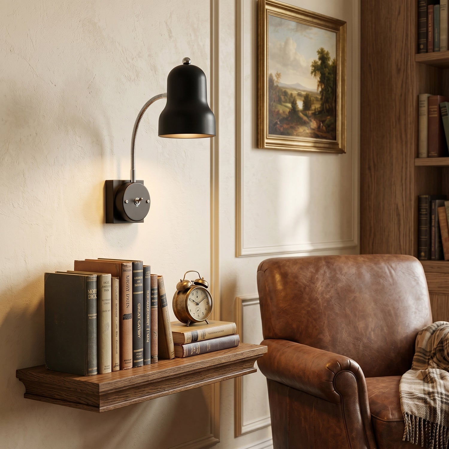 Hans Retro Color-Block Gooseneck Wall Sconce