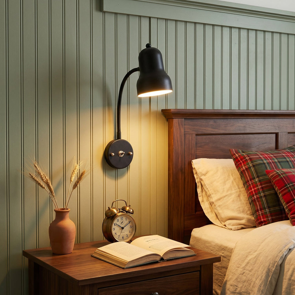Hans Retro Color-Block Gooseneck Wall Sconce