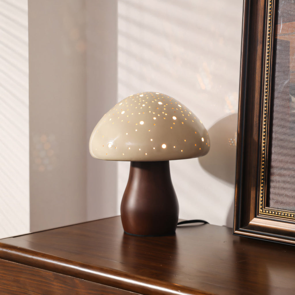 Harlow Pierced Ceramic Mushroom Table Lamp