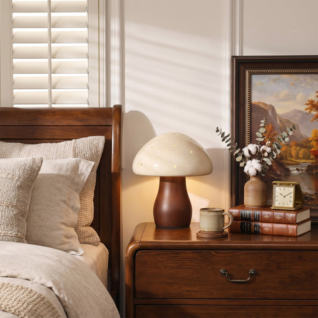 Harlow Pierced Ceramic Mushroom Table Lamp