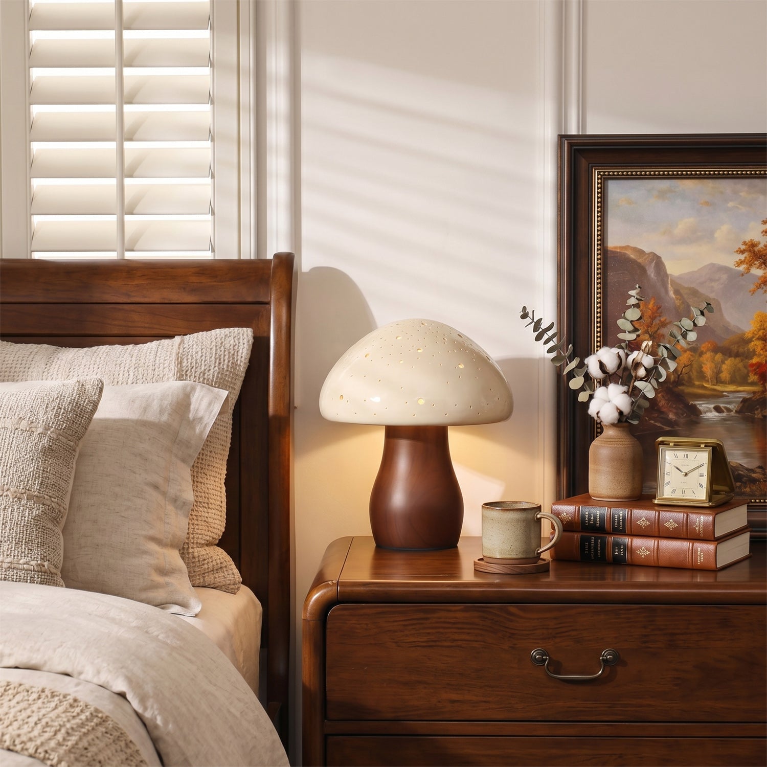 Harlow Pierced Ceramic Mushroom Table Lamp