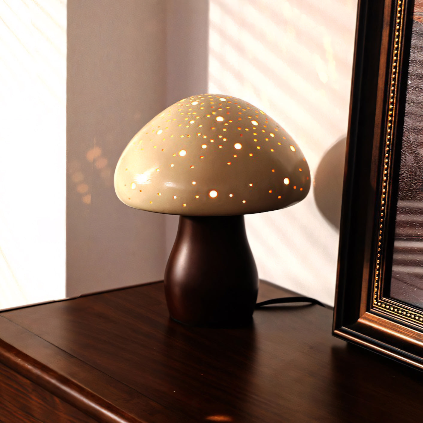 Harlow Pierced Ceramic Mushroom Table Lamp