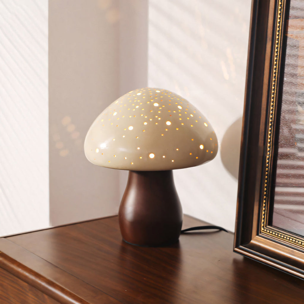 Harlow Pierced Ceramic Mushroom Table Lamp