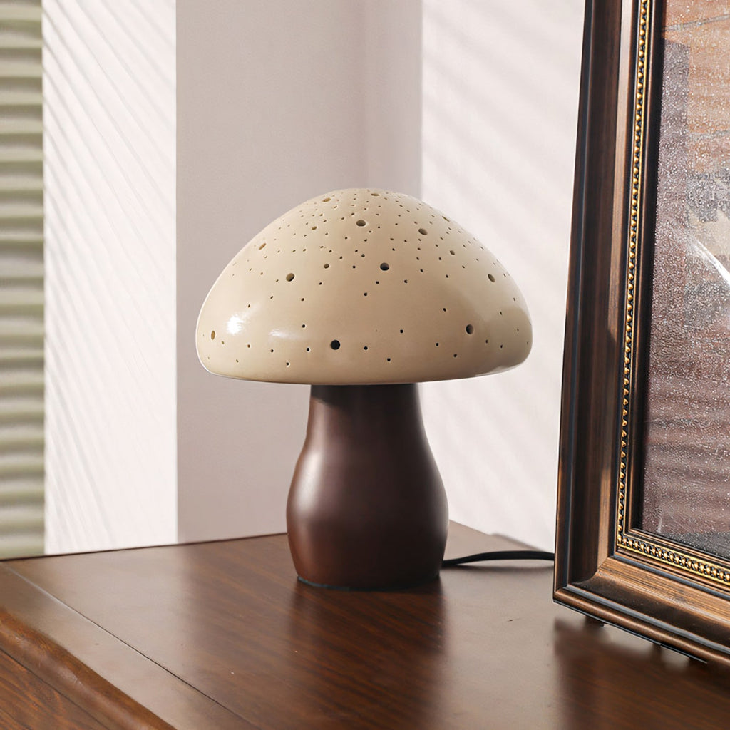 Harlow Pierced Ceramic Mushroom Table Lamp