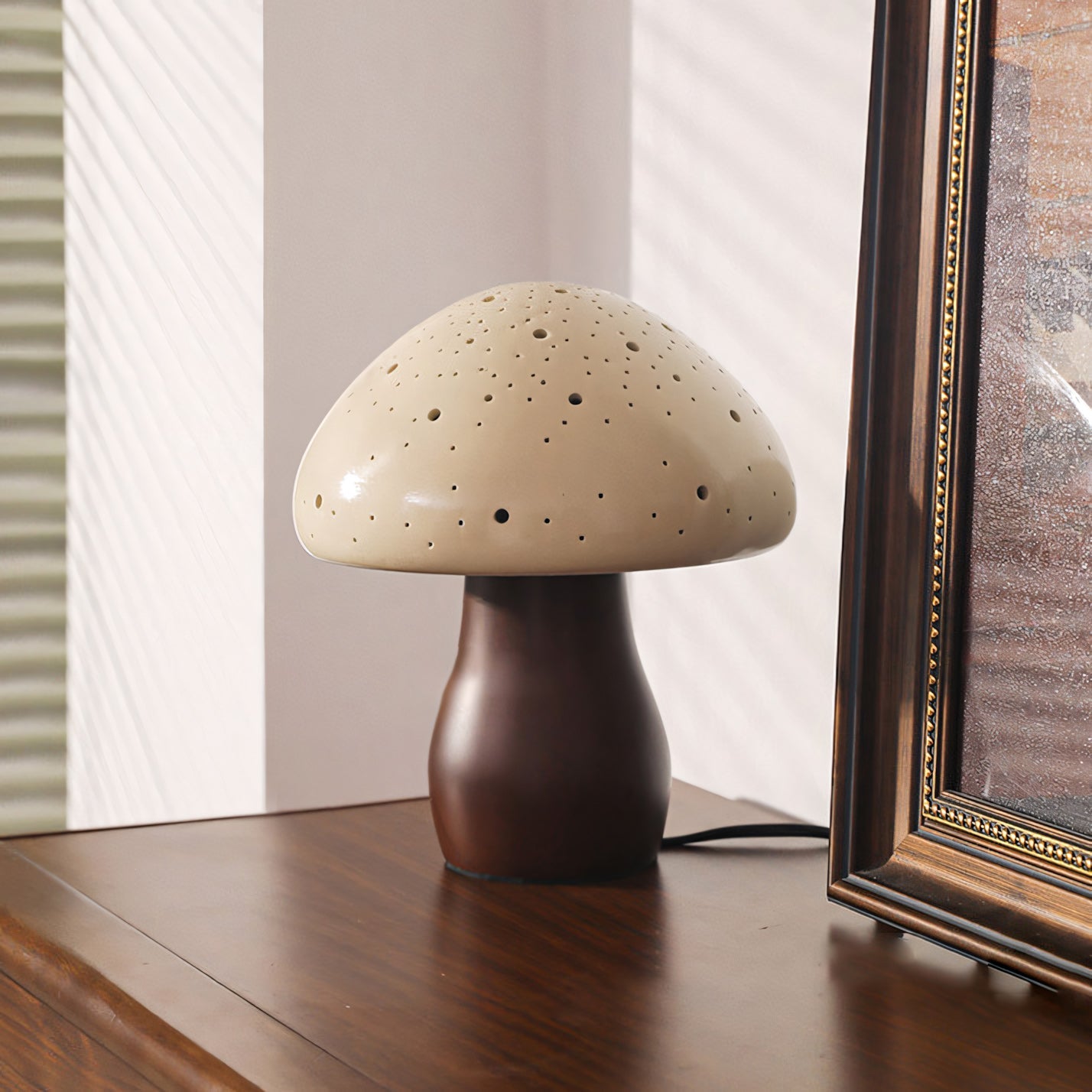 Harlow Pierced Ceramic Mushroom Table Lamp