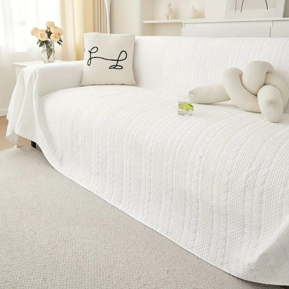 HarmoniaBlatt: Sofa Cover in Decorative Microfiber Design with Leaf Pattern & Non-Slip Comfort – for Sofa & Living Room