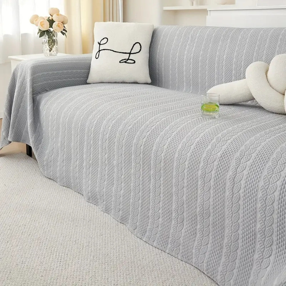 HarmoniaBlatt: Sofa Cover in Decorative Microfiber Design with Leaf Pattern & Non-Slip Comfort – for Sofa & Living Room