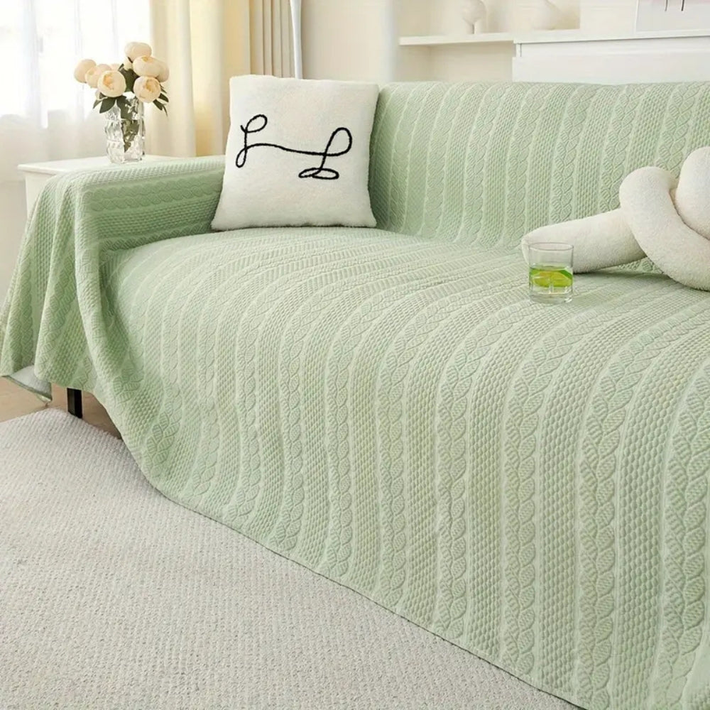 HarmoniaBlatt: Sofa Cover in Decorative Microfiber Design with Leaf Pattern & Non-Slip Comfort – for Sofa & Living Room