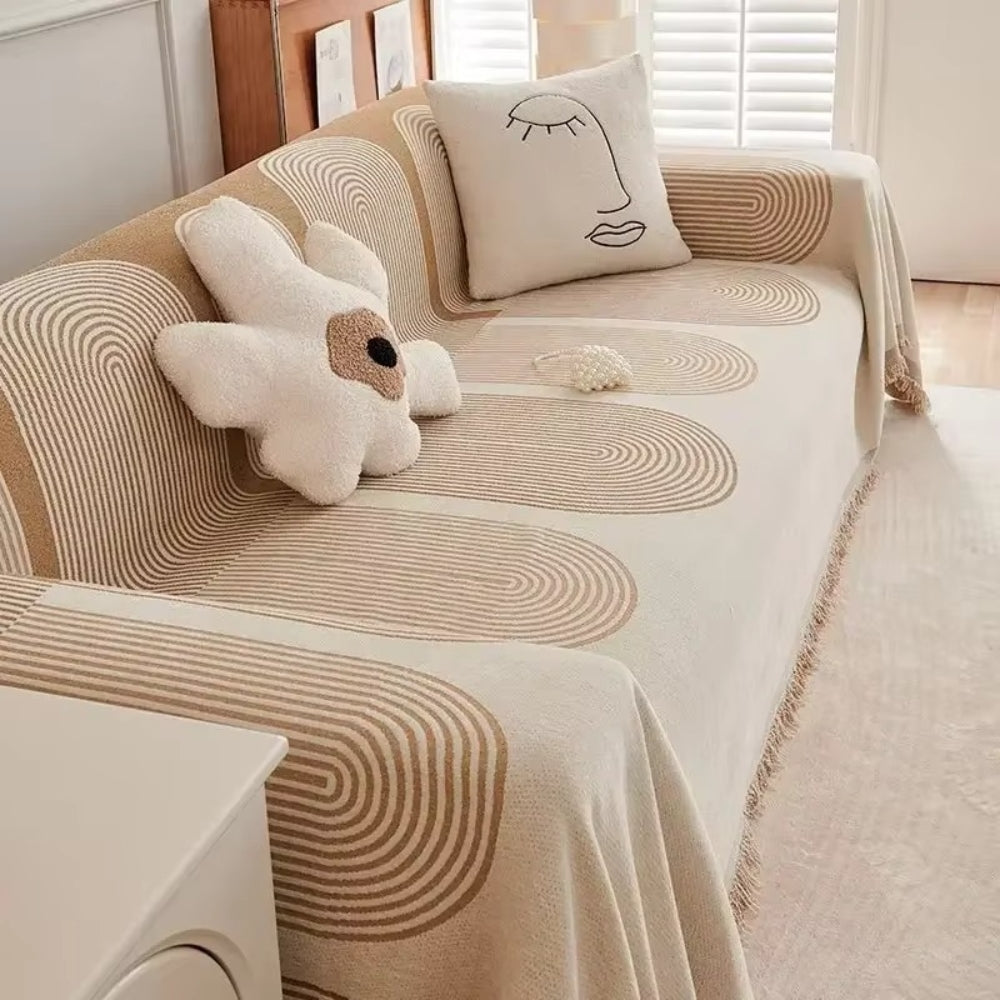 HarmoniaHaven: Chenille-style Sofa Cover with Reversible Design & Easy-Care Quality – for Sofa & Armchair