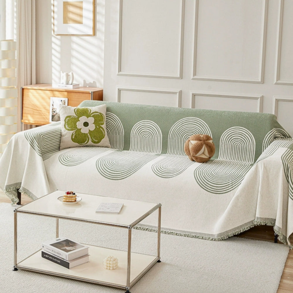 HarmoniaHaven: Chenille-style Sofa Cover with Reversible Design & Easy-Care Quality – for Sofa & Armchair