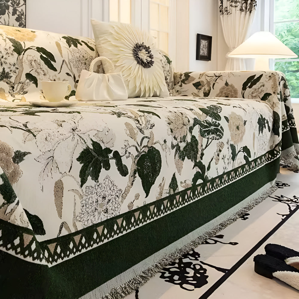 HarmoniaReben: Sofa cover in an elegant jacquard vine pattern made of chenille with versatile use – for sofa & living room