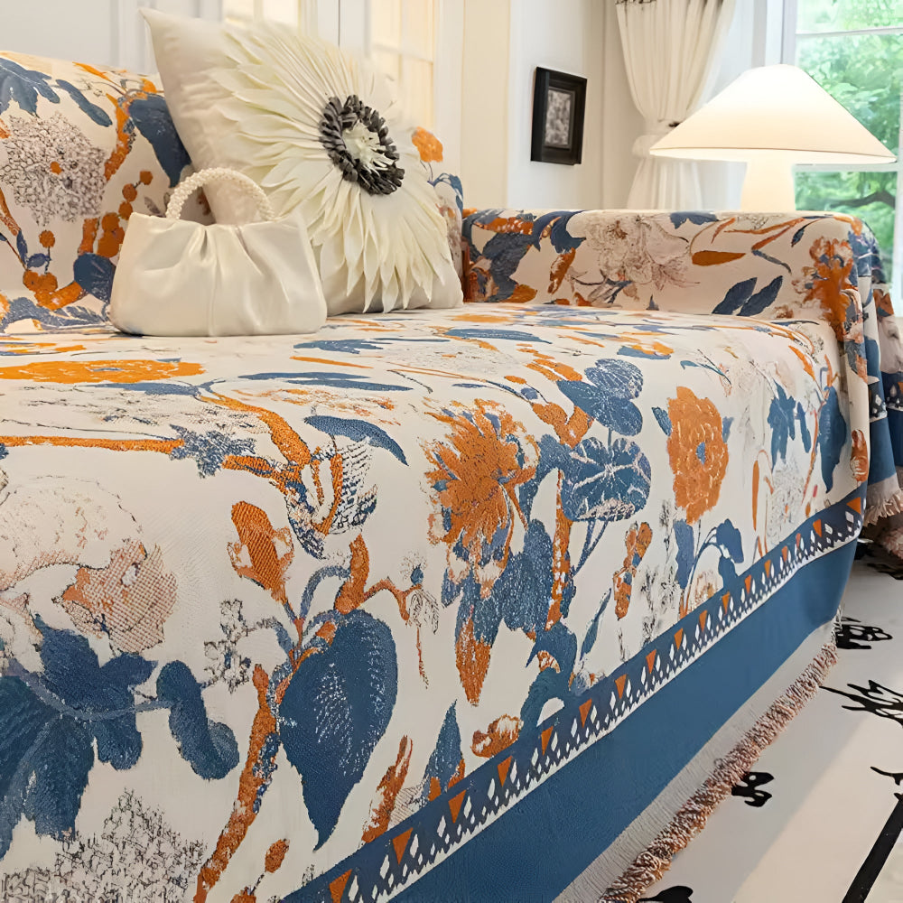 HarmoniaReben: Sofa cover in an elegant jacquard vine pattern made of chenille with versatile use – for sofa & living room