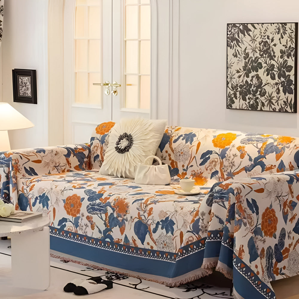 HarmoniaReben: Sofa cover in an elegant jacquard vine pattern made of chenille with versatile use – for sofa & living room