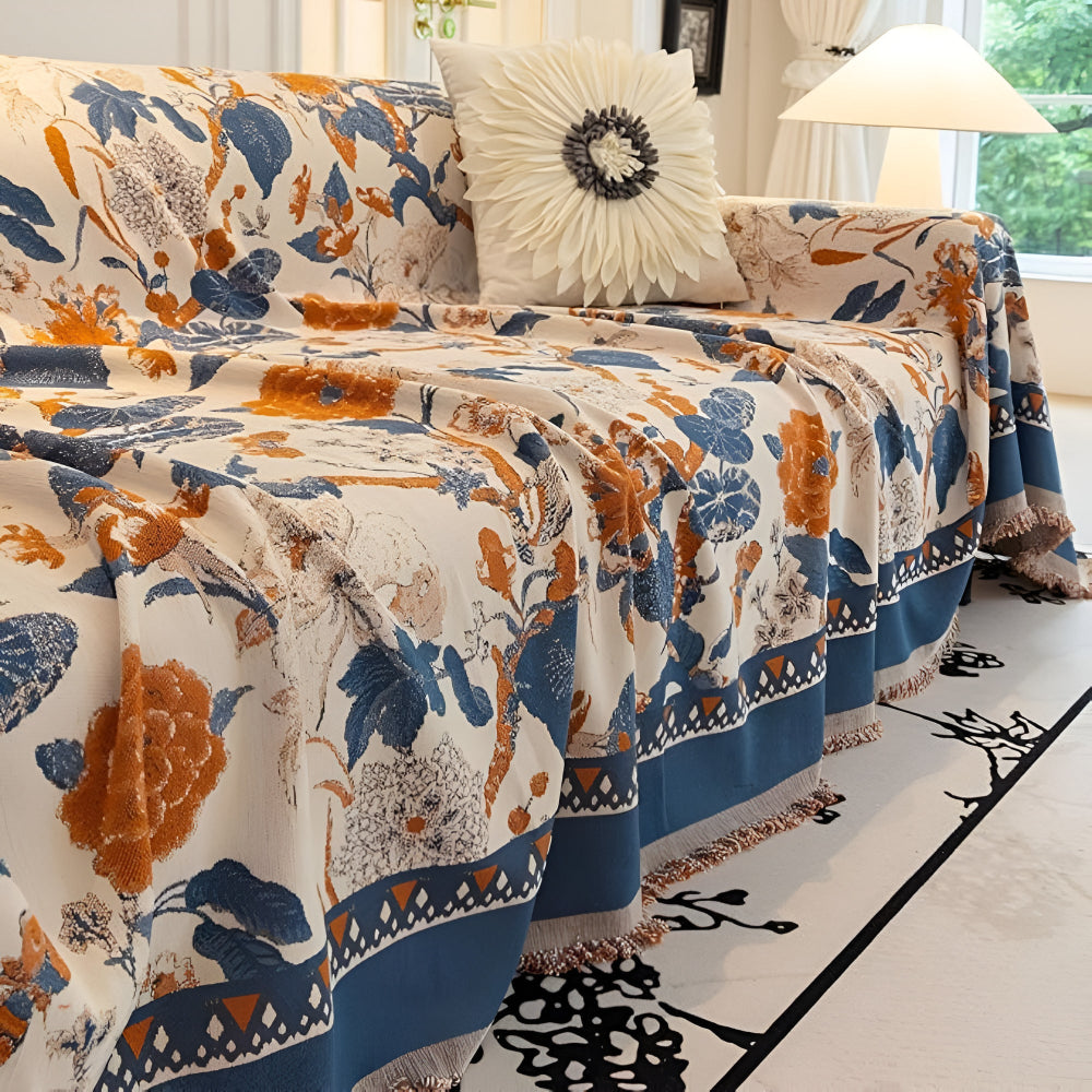 HarmoniaReben: Sofa cover in an elegant jacquard vine pattern made of chenille with versatile use – for sofa & living room