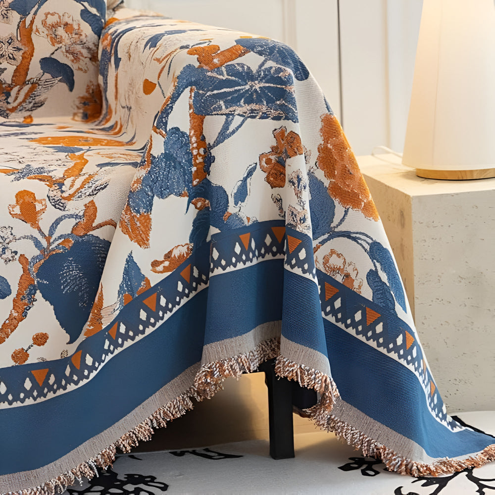 HarmoniaReben: Sofa cover in an elegant jacquard vine pattern made of chenille with versatile use – for sofa & living room