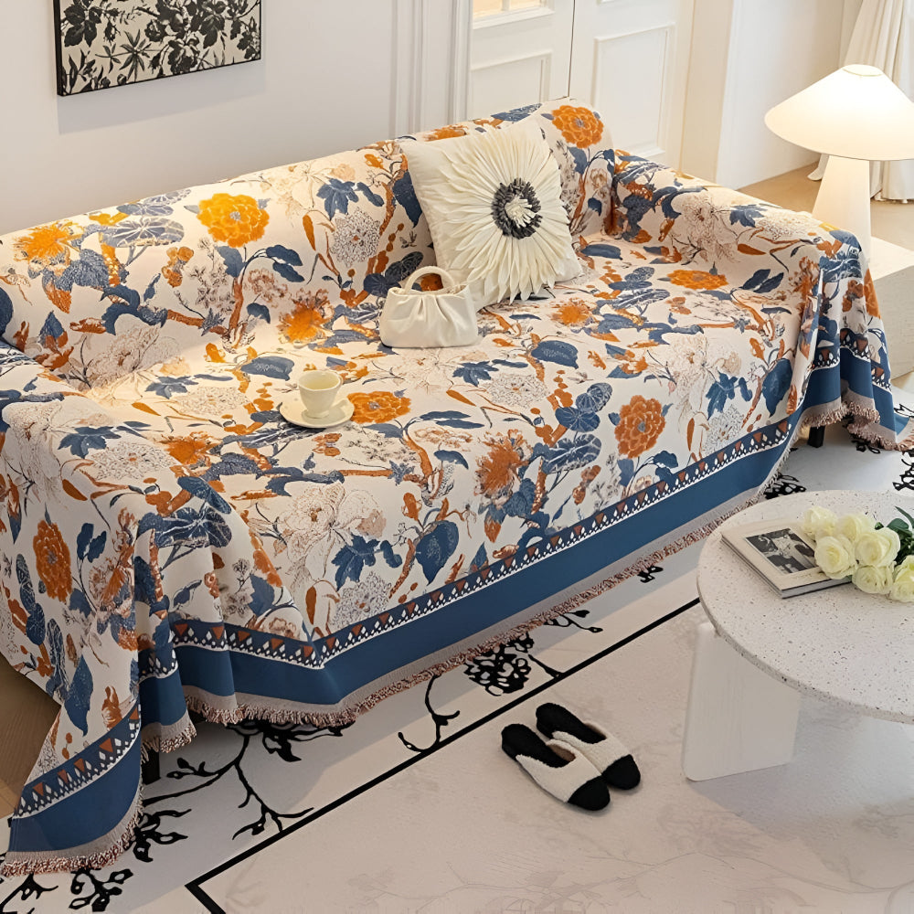HarmoniaReben: Sofa cover in an elegant jacquard vine pattern made of chenille with versatile use – for sofa & living room