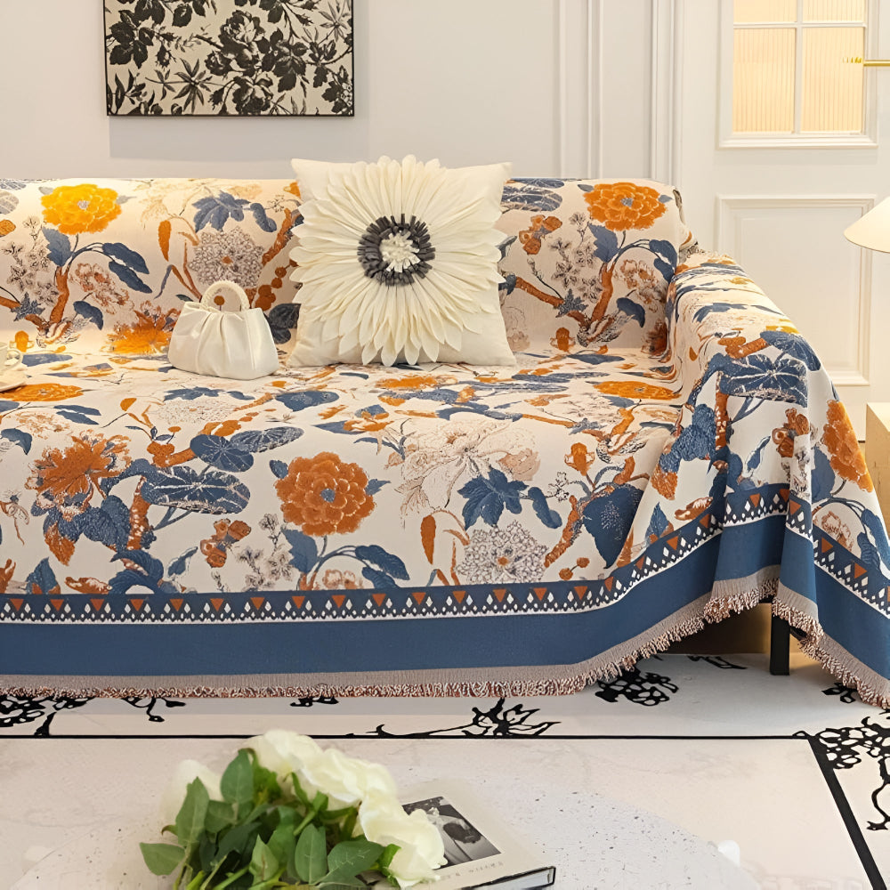 HarmoniaReben: Sofa cover in an elegant jacquard vine pattern made of chenille with versatile use – for sofa & living room