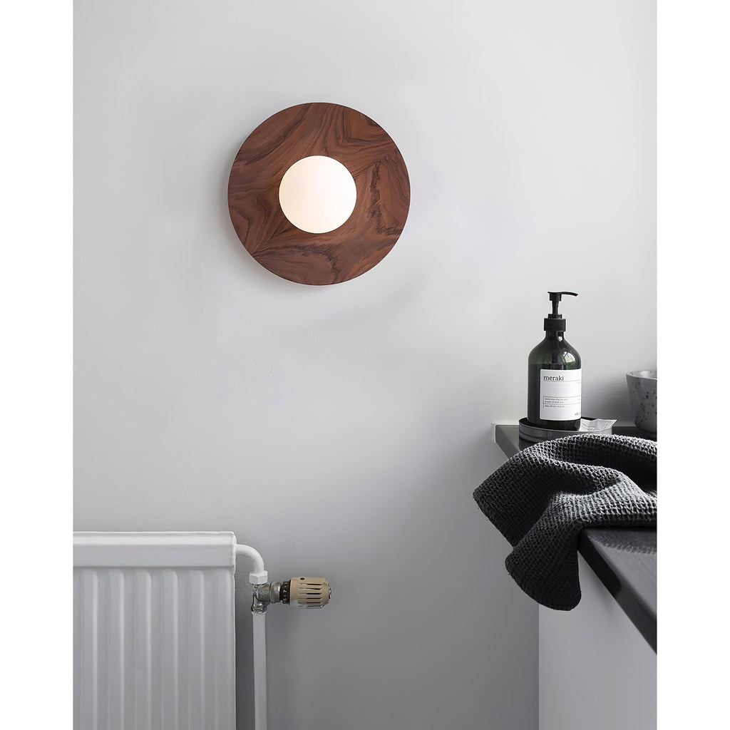 Harmonia Wood-Framed Glass Globe Wall Light