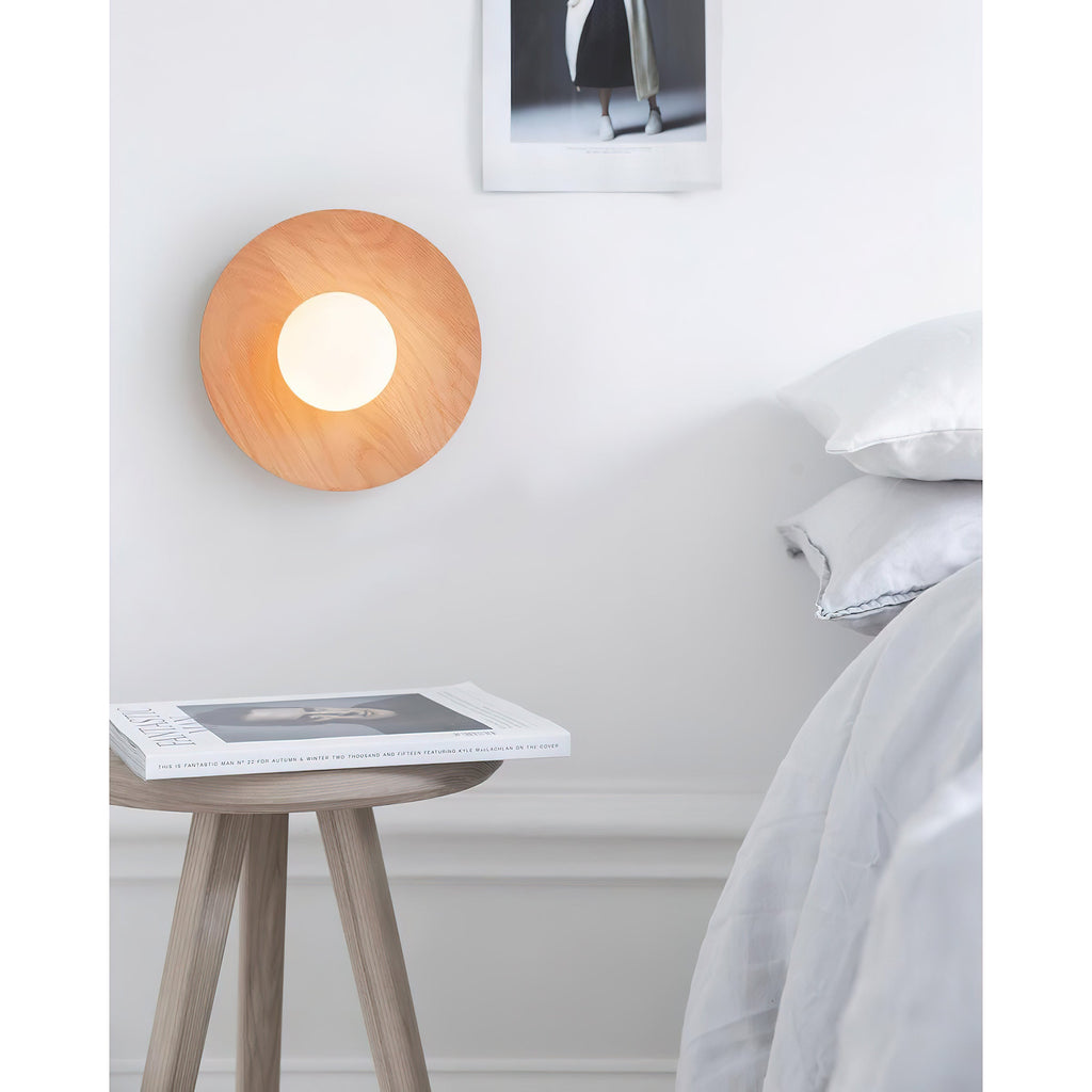 Harmonia Wood-Framed Glass Globe Wall Light