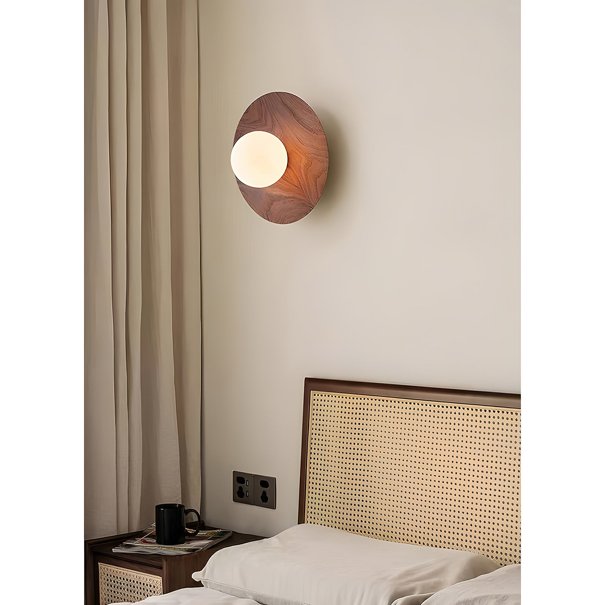 Harmonia Wood-Framed Glass Globe Wall Light