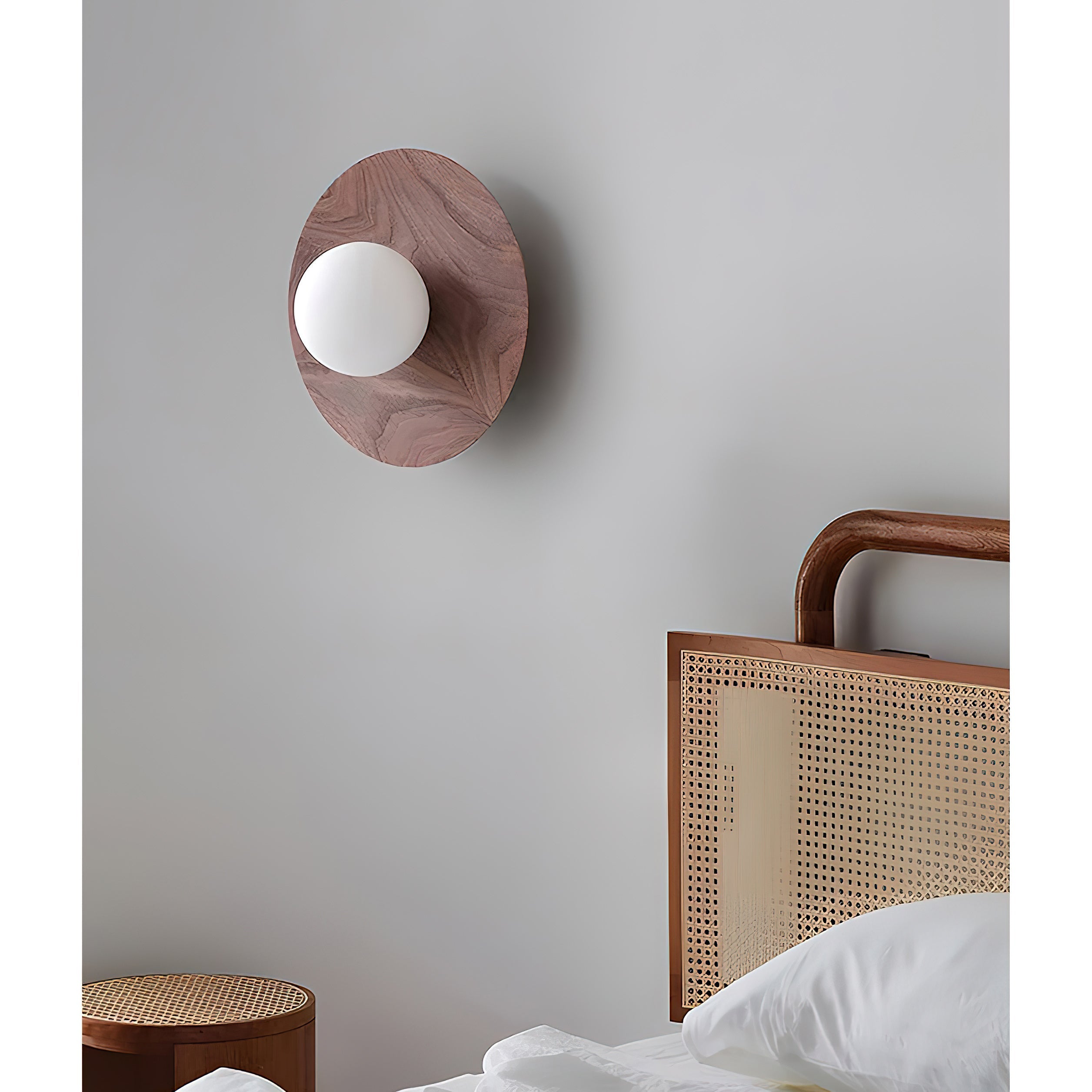 Harmonia Wood-Framed Glass Globe Wall Light