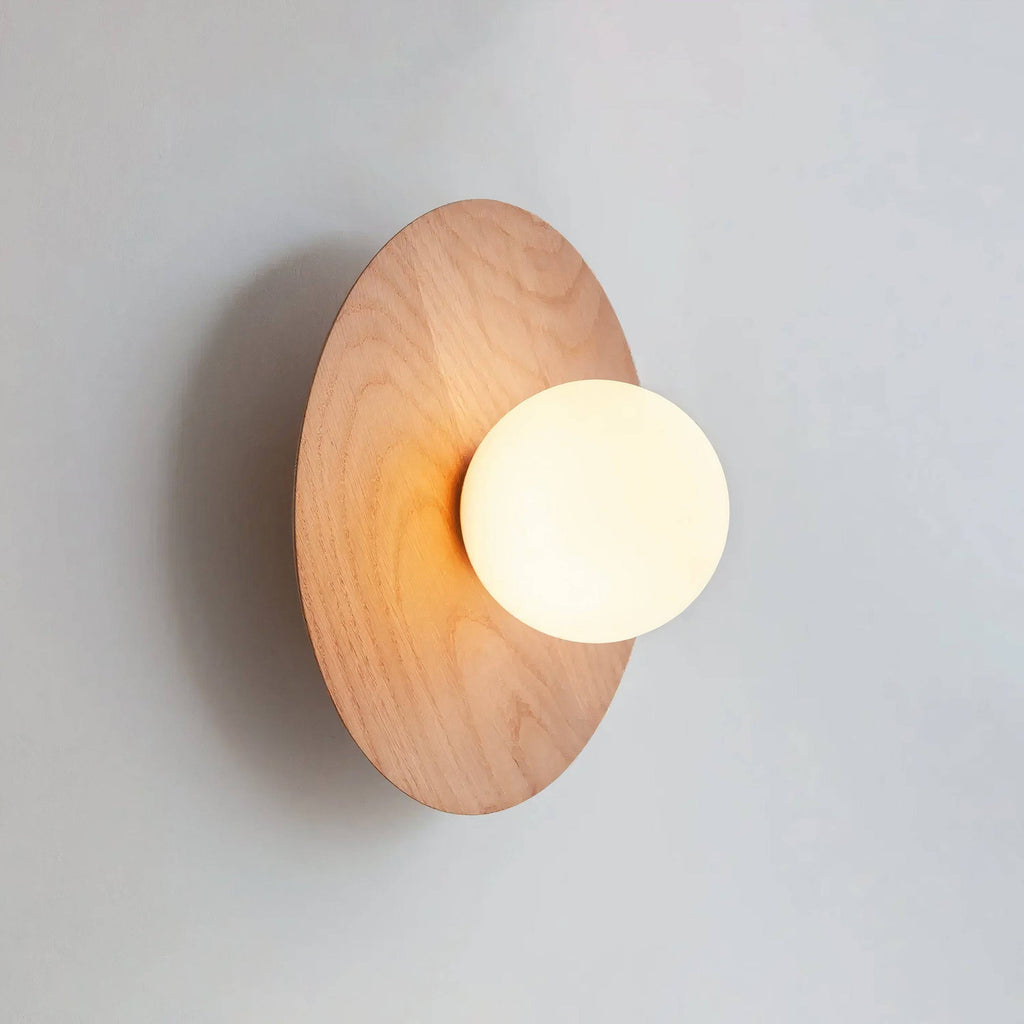 Harmonia Wood-Framed Glass Globe Wall Light
