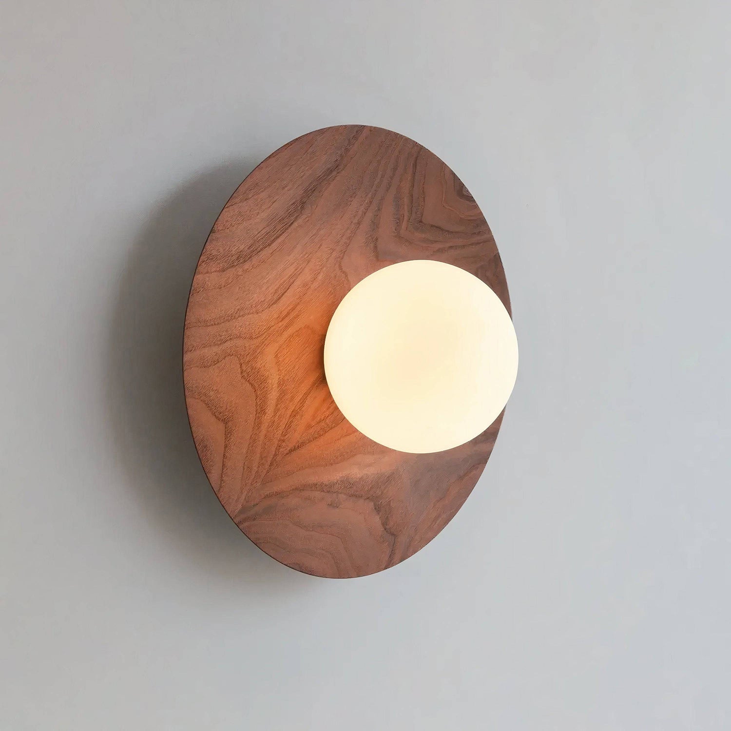 Harmonia Wood-Framed Glass Globe Wall Light