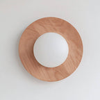 Harmonia Wood-Framed Glass Globe Wall Light