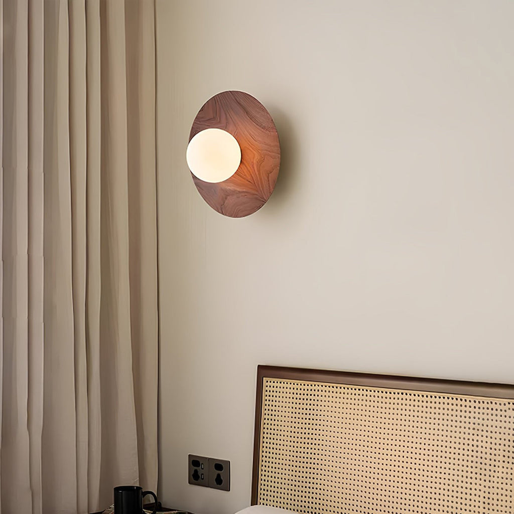 Harmonia Wood-Framed Glass Globe Wall Light