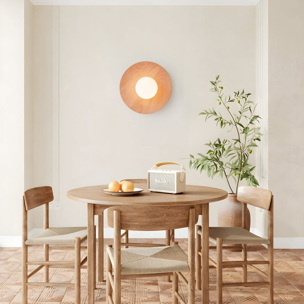 Harmonia Wood-Framed Glass Globe Wall Light