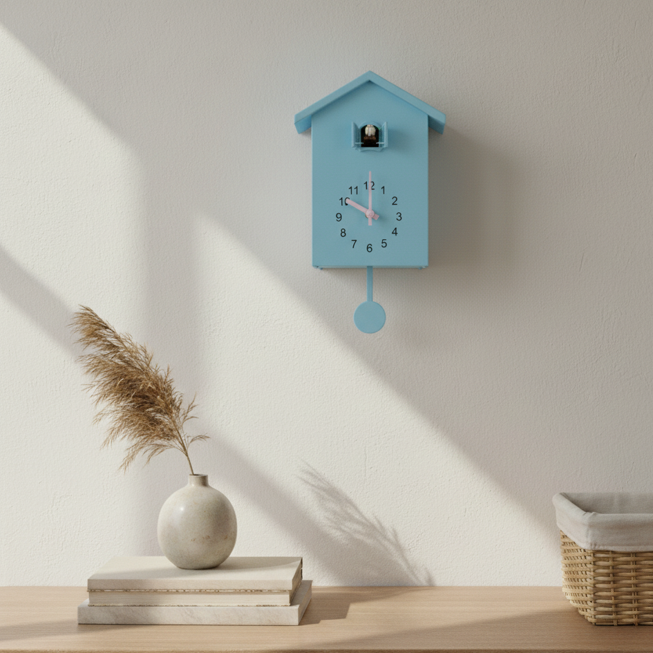HarmonieZeit: Stylish Cuckoo Wall Clock with Nostalgic Call & Minimalist Form – for Living Room & Hallway