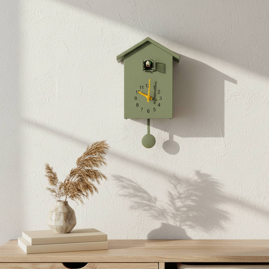HarmonieZeit: Stylish Cuckoo Wall Clock with Nostalgic Call & Minimalist Form – for Living Room & Hallway