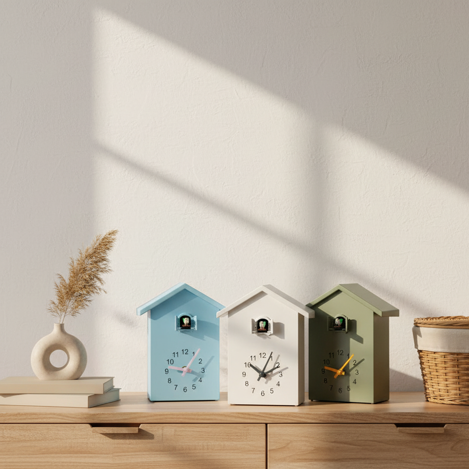 HarmonieZeit: Stylish Cuckoo Wall Clock with Nostalgic Call & Minimalist Form – for Living Room & Hallway