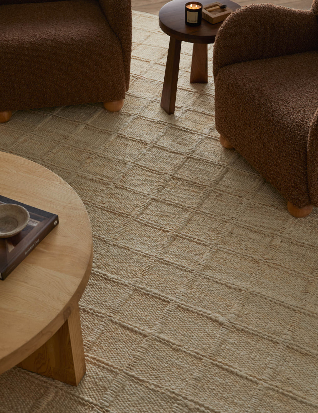 Haven Jute Rug | Textured Grid Design, Luxe Earth Tones