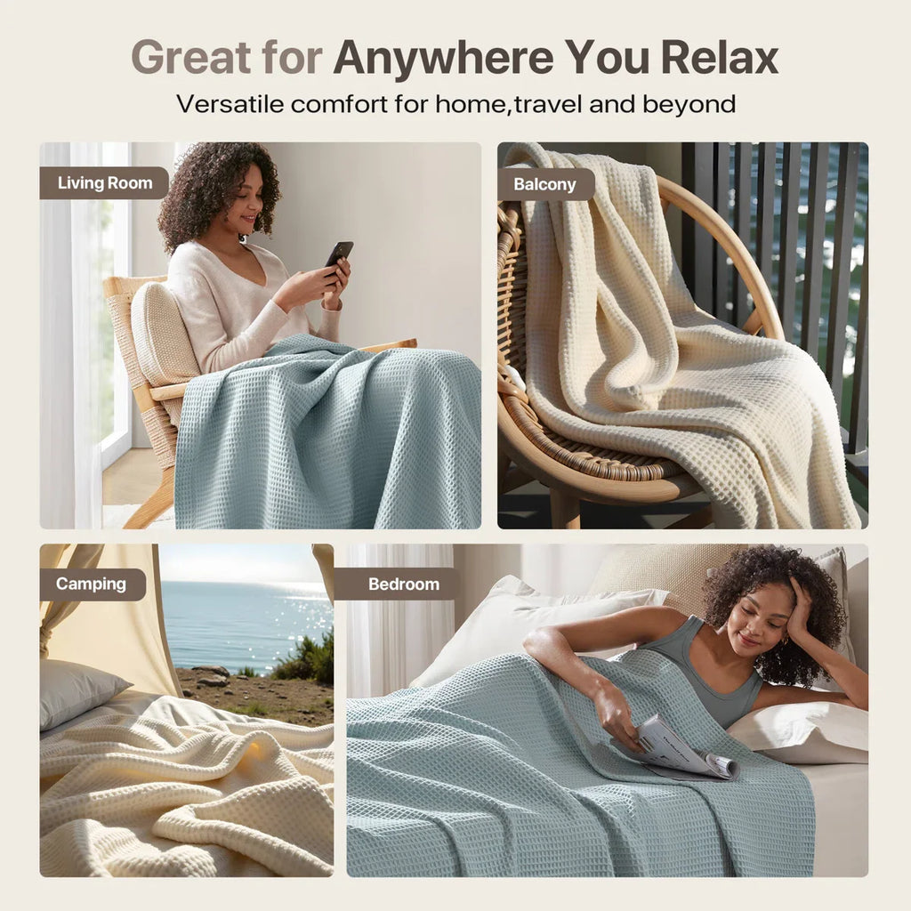 Haven cotton waffle blankets