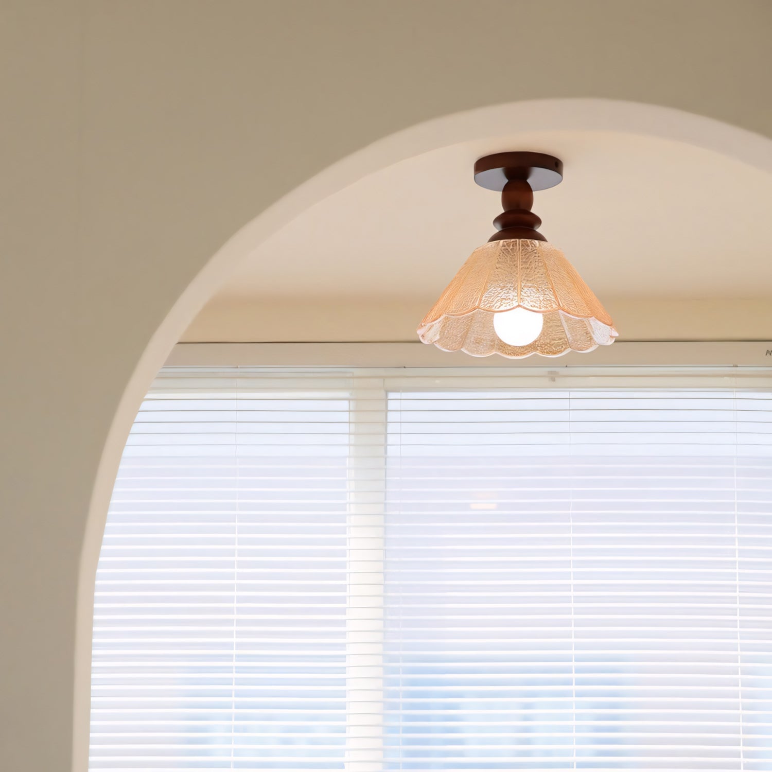 Hazel Scalloped Crackle Glass Semi-Flush Mount