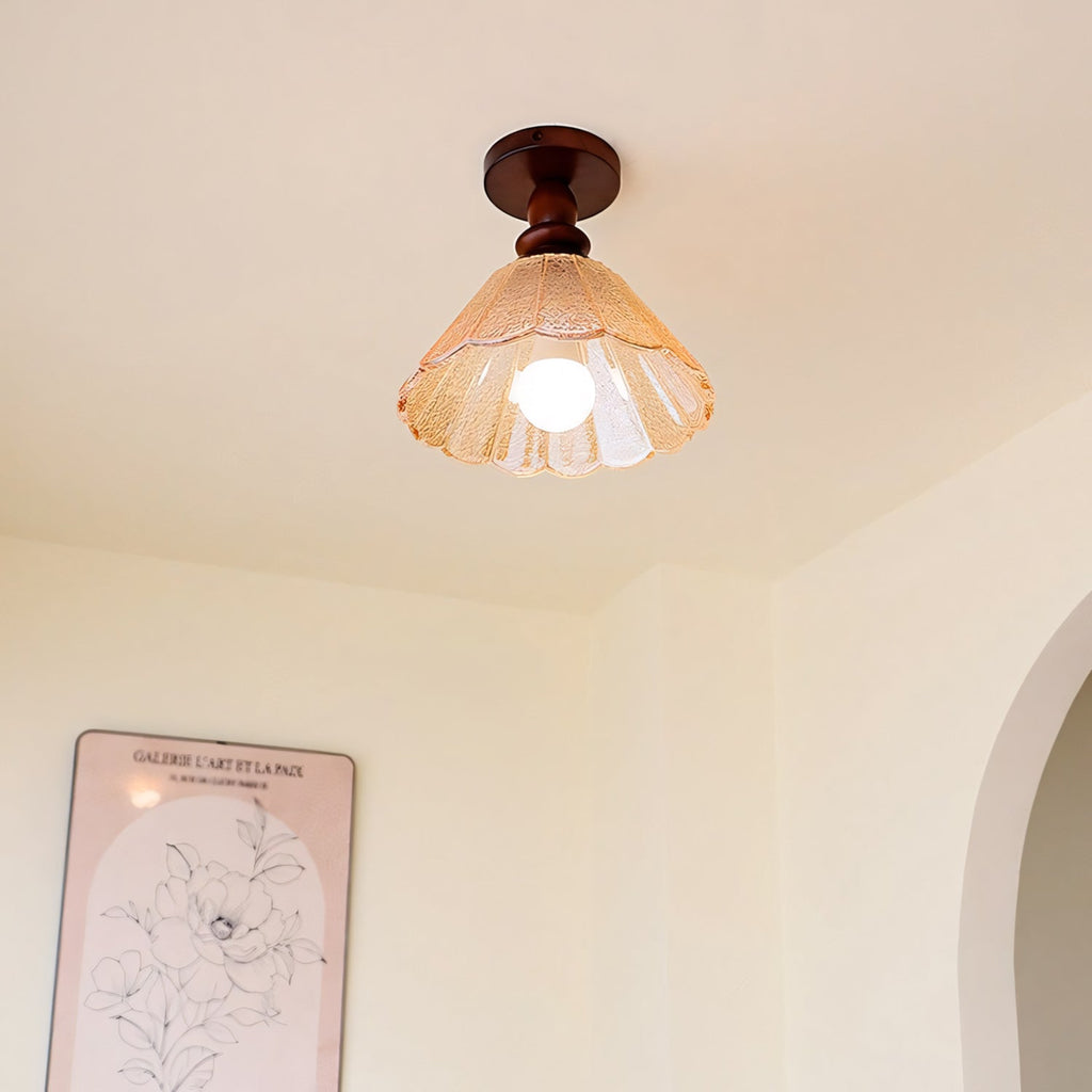 Hazel Scalloped Crackle Glass Semi-Flush Mount