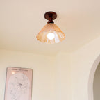 Hazel Scalloped Crackle Glass Semi-Flush Mount