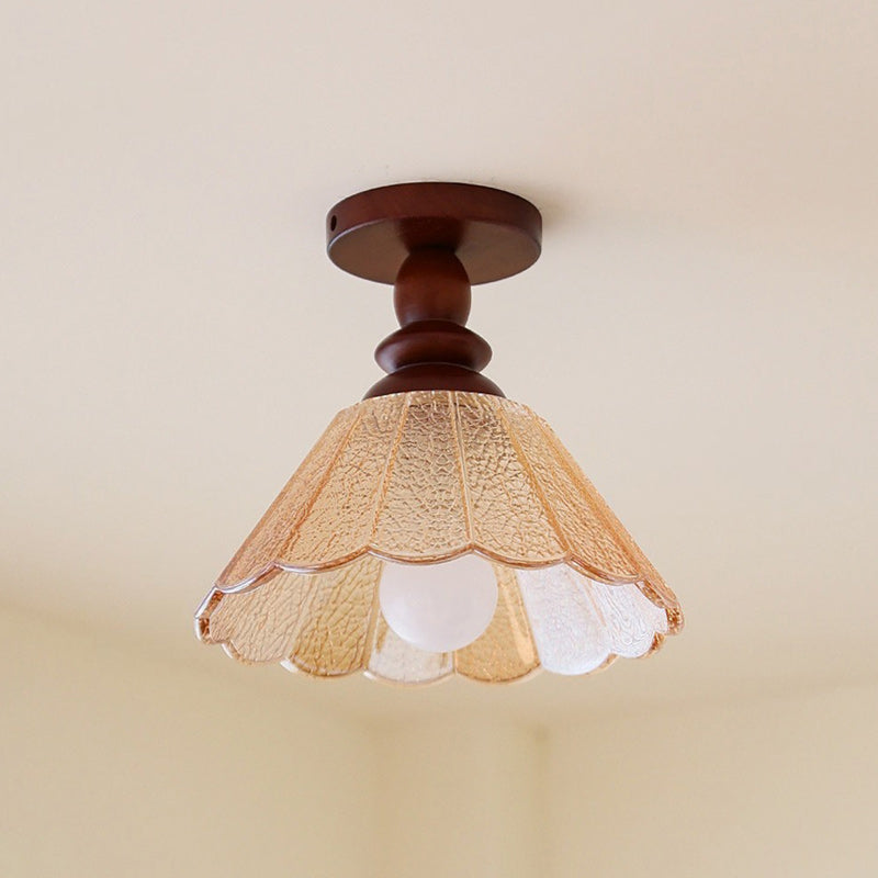 Hazel Scalloped Crackle Glass Semi-Flush Mount