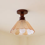 Hazel Scalloped Crackle Glass Semi-Flush Mount