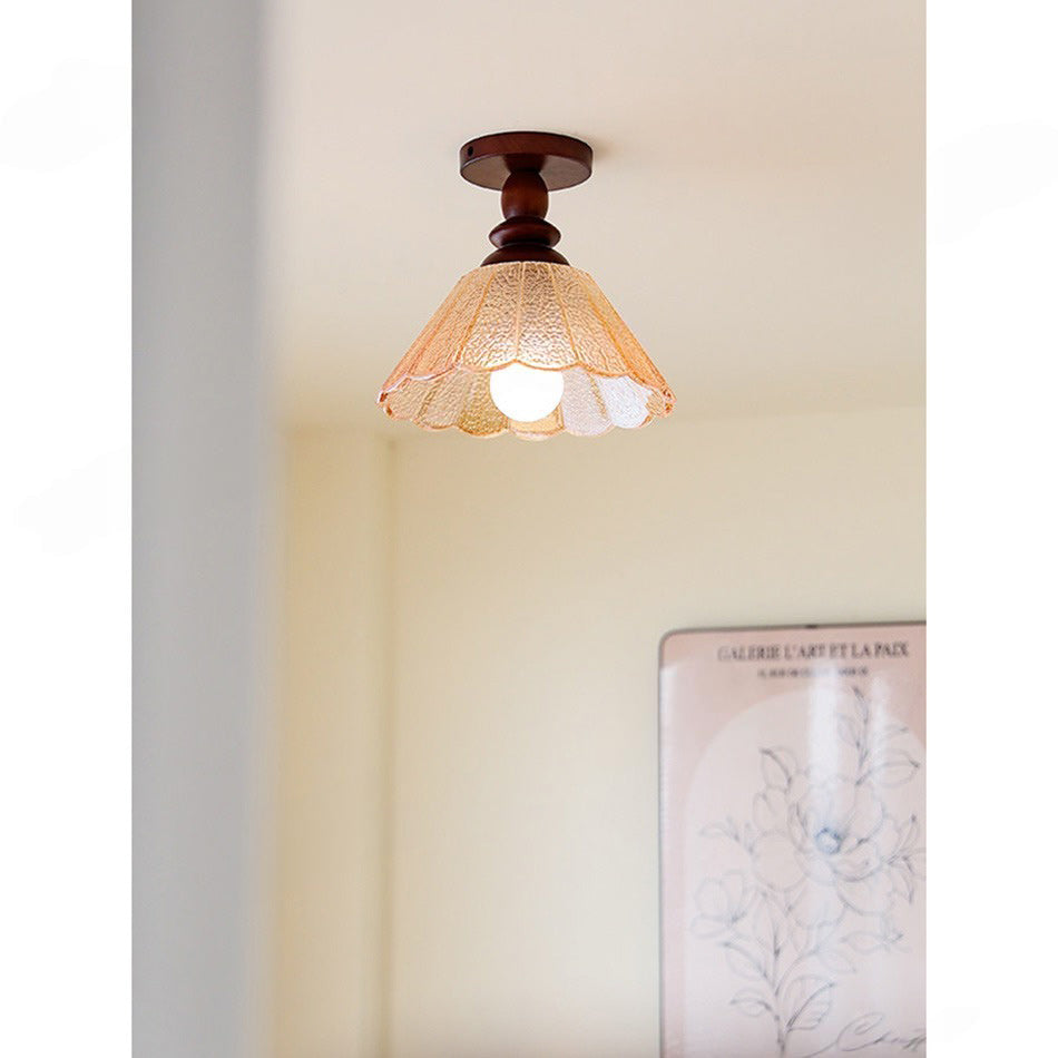 Hazel Scalloped Crackle Glass Semi-Flush Mount