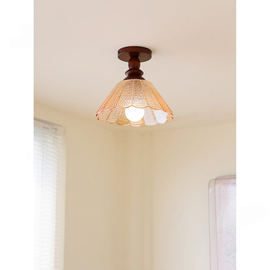 Hazel Scalloped Crackle Glass Semi-Flush Mount