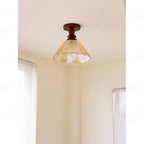Hazel Scalloped Crackle Glass Semi-Flush Mount