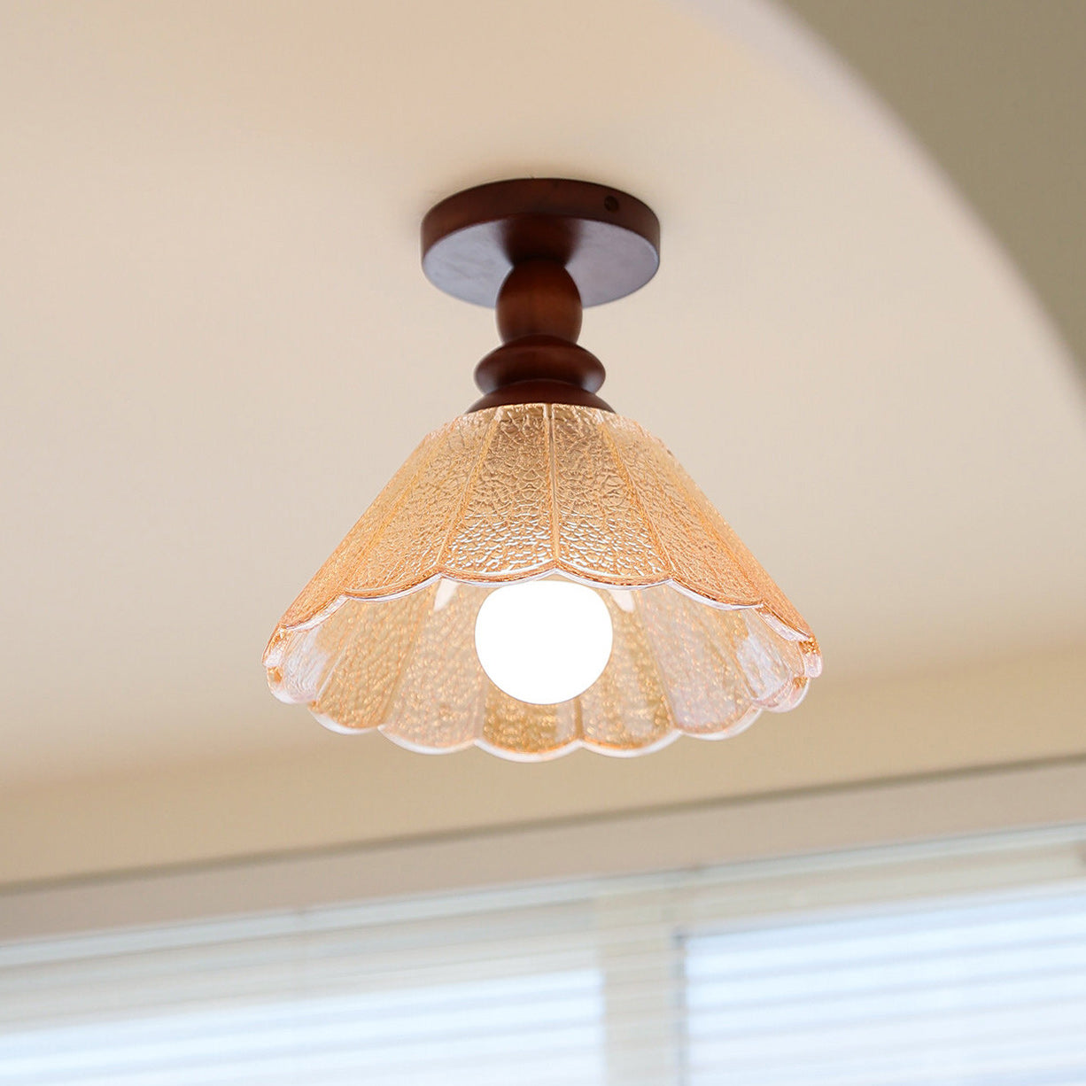 Hazel Scalloped Crackle Glass Semi-Flush Mount