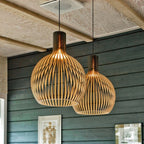 Bela Pendant Light | Handcrafted Natural Wood, Adjustable Height