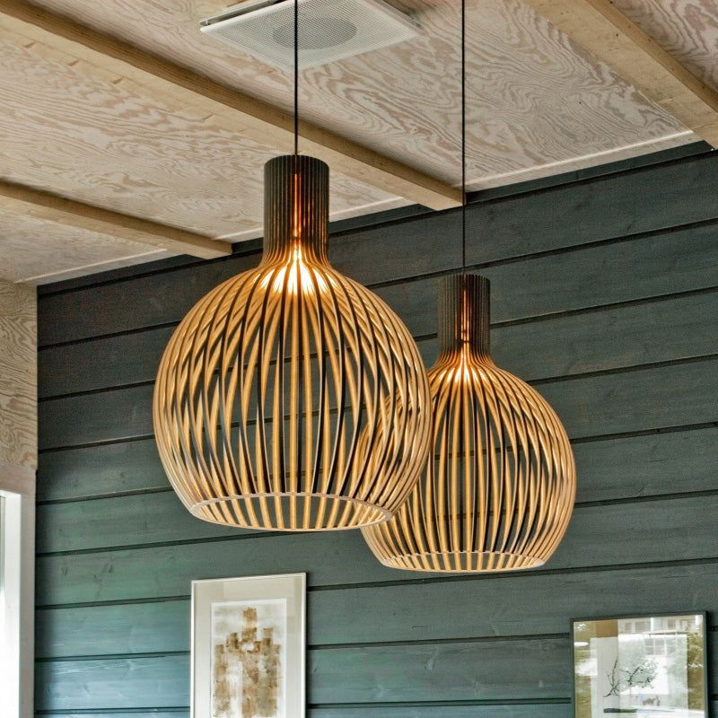Bela Pendant Light | Handcrafted Natural Wood, Adjustable Height