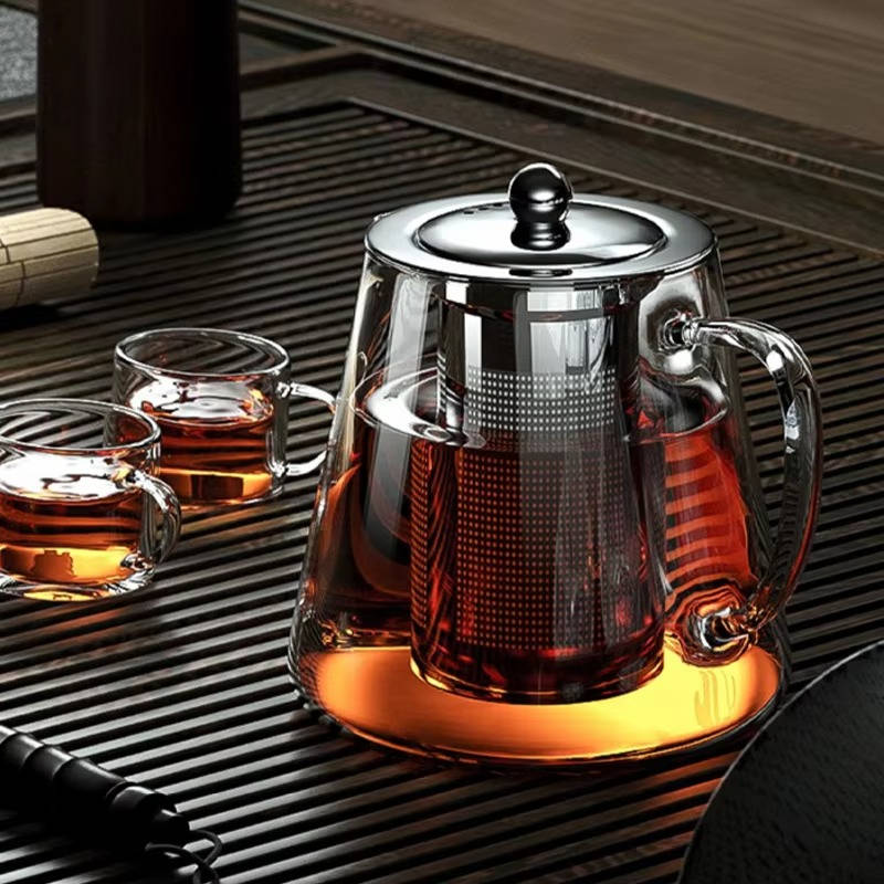 Teapot Borosilicate Glass Stainless Steel Infuser