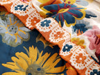Bright Blossom: Organic Cotton Blanket with Floral Pattern & Reversible Texture – for Bed & Couch