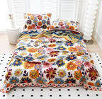 Bright Blossom: Organic Cotton Blanket with Floral Pattern & Reversible Texture – for Bed & Couch