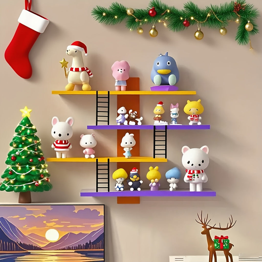 HellesRegal: Wall Shelves Made of Plastic – 4 Levels, Decorative & Floating for Figures, Decor & Accessories in the Hallway